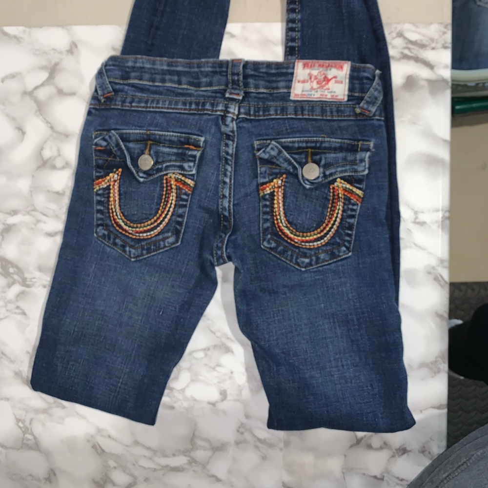 True Religion Women's Dark Blue Embellished Pocket Jeans